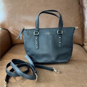 Kate Spade Small Penny Black Leather Crossbody Tote Bag